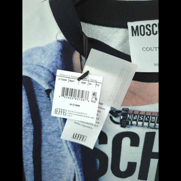 [SOLD] NWT MOSCHINO COUTURE Women's Sz IT 42 US 8 Graphic Cotton Sweater Dress - Picture 6 of 14